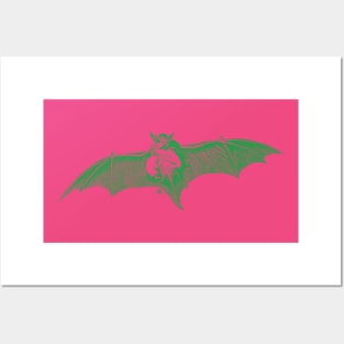 Mother Bat and Babies - Green Posters and Art